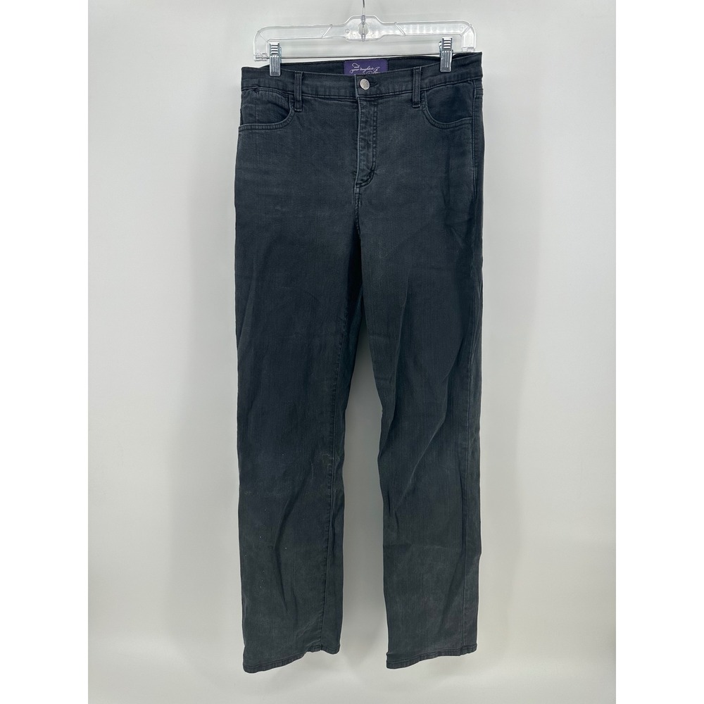 NYDJ Not Your Daughters Jeans Womens 8 Black Straight Leg Lift Tuck Denim USA
